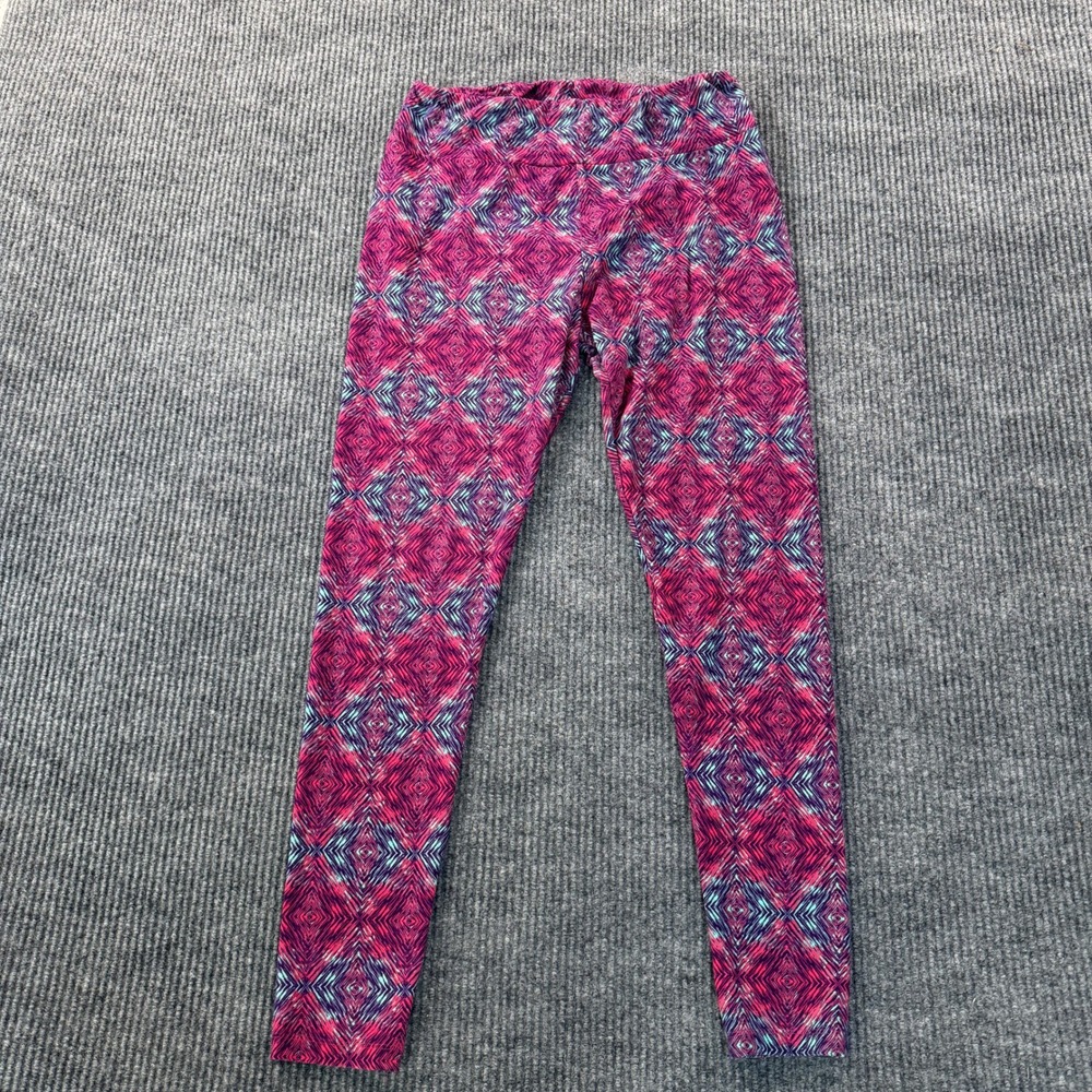 LuLaRoe Women Geometric Diamond Print Leggings Pink Purple Teal Stretch